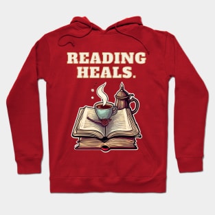 Reading Heals: Books and Coffee for reading levers Hoodie